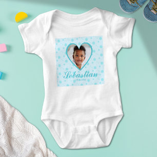 Body Couette Bleu Nom bébé Photo Bébé Bodysuit