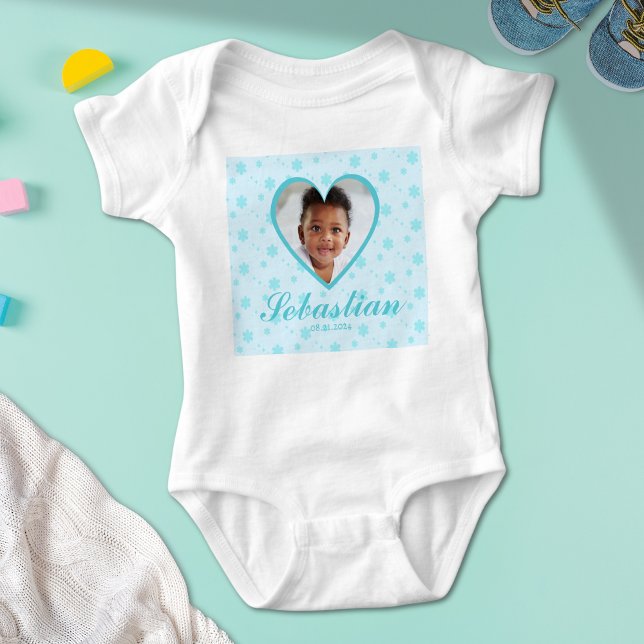 Body Couette Bleu Nom bébé Photo Bébé Bodysuit (Créateur téléchargé)