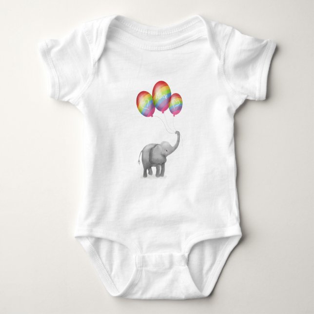 Body Coupe bébé personnalisée pour éléphant mignon (arc (Devant)