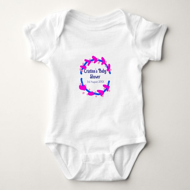 Body Couronne florale bébé shower bleu violet boho ajou (Devant)