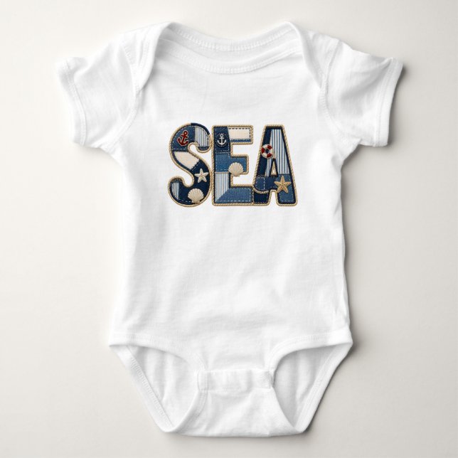 Body Courtepatchwork de mer brodé PNG conception de cou (Devant)