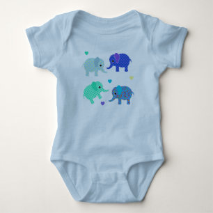 Body Coussin pour bébé Eléphants Bleus et Vert