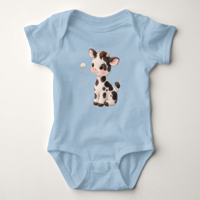 Body Cow Baby Bodysuit – Cute Spotted Farm Animal (Devant)