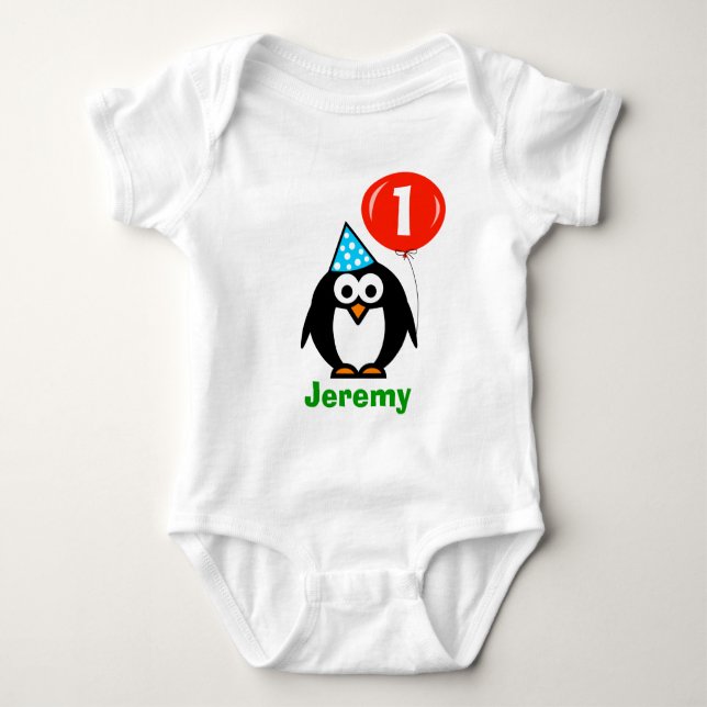 Body Crampant d'anniversaire pour bébé | pingouin et ba (Devant)