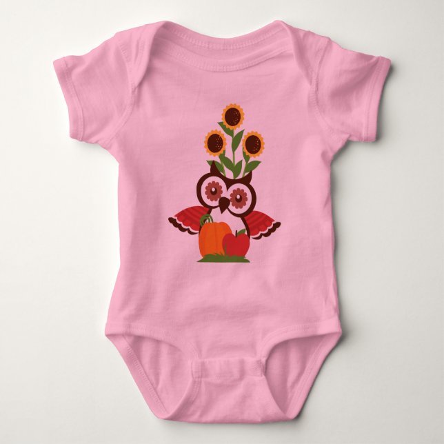 Body Crampante bébé design de hibou (Devant)