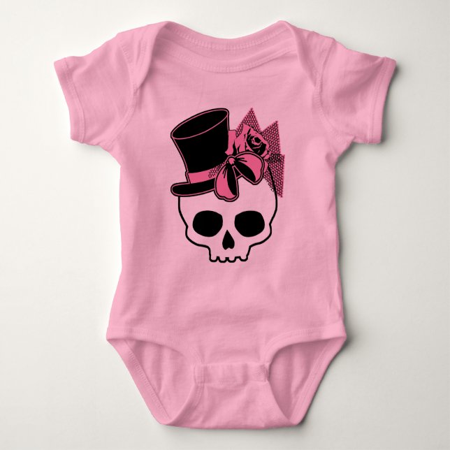 Body Crâne de fille avec Casquette et cou rose (Devant)