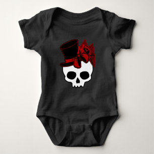 Body Crâne mignon avec chapeau Rose rouge Bow