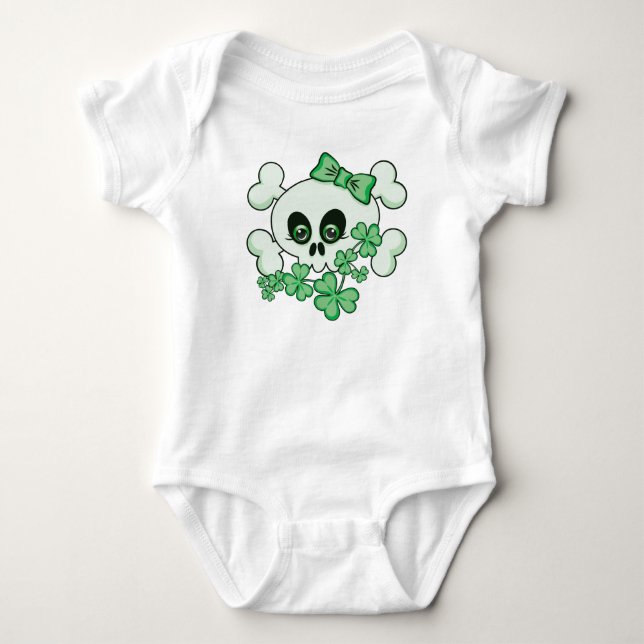 Body Crâne mignon avec Shamrock (Devant)