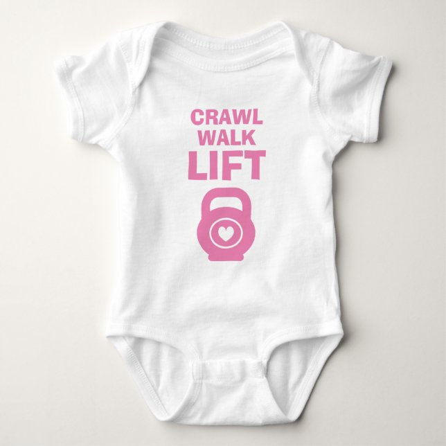 Body CRAWL WALK LIFT mignon costume de bébé rose de la  (Devant)