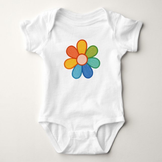 Body crayon pastel mignon fleur colorée (Devant)