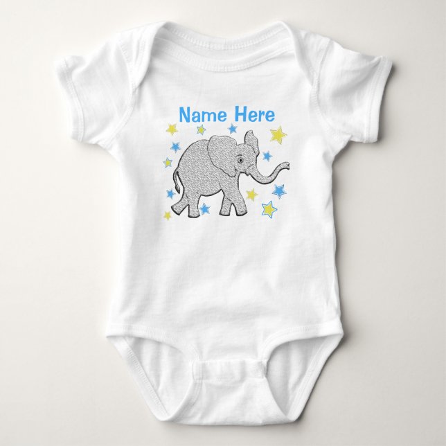 Body Creeper éléphant bébé PERSONNALISÉ pour garçons (Devant)