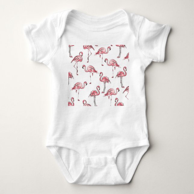 Body Croquis Flamant rose : Motif Vintage tropical. (Devant)