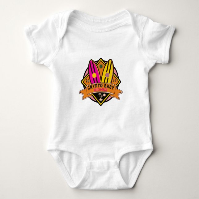 Body CRYPTO BABY bébé avec nom et date de naissance (Devant)