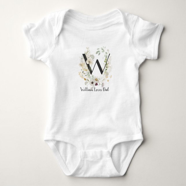 Body Custom Initial W With Soft colour Wild flowers (Devant)