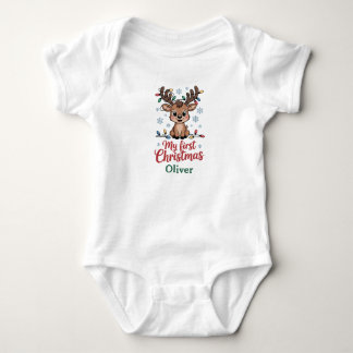Body Custom Name First Christmas Reindeer