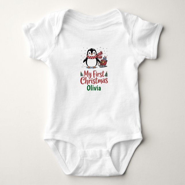 Body Custom Name Penguin First Christmas Design (Devant)