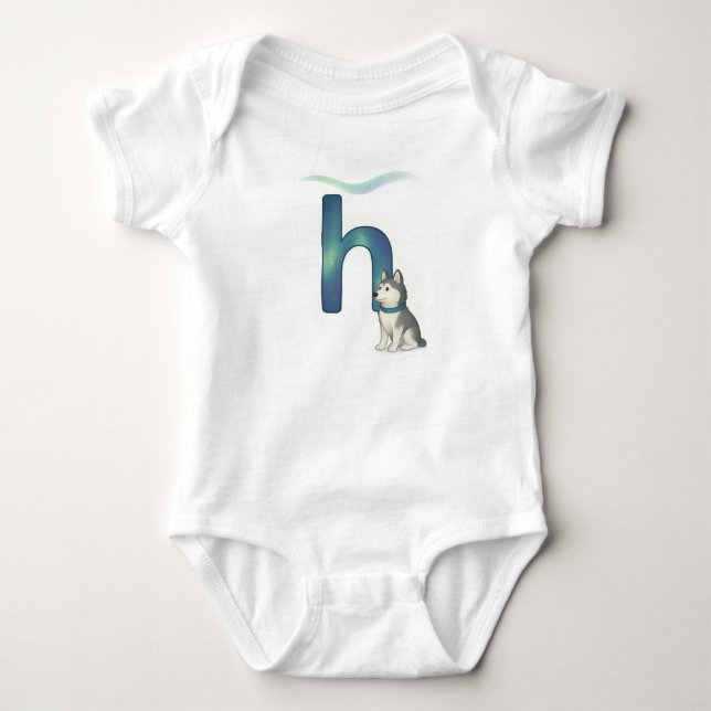 Body Customizable Northern Lights Letter H Husky Puppy (Devant)