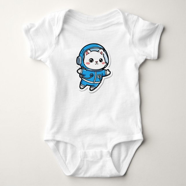 Body Cute Astronaut Cat Custom Photo Baby Bodysuit (Devant)