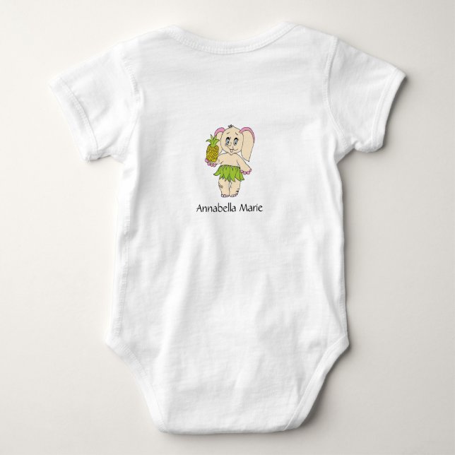 Body Cute Baby Elephant Modern Pink Black Ajouter Nom (Dos)