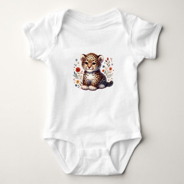 Body Cute Baby Leopard with Flowers (Devant)