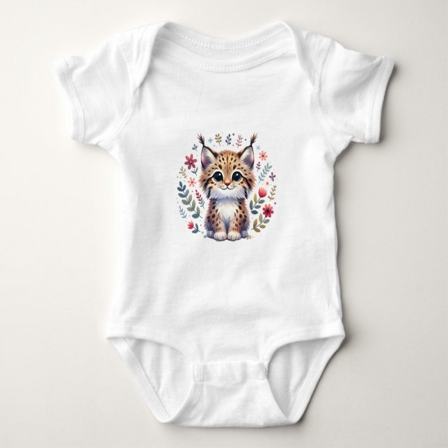 Body Cute Baby Lynx with Flowers (Devant)