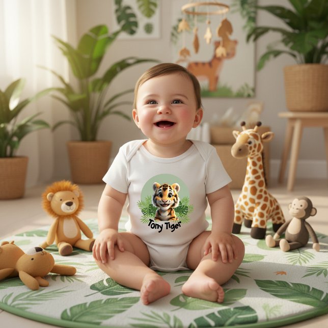 Body Cute Baby Tiger Jungle Nursery Personalized Name (Créateur téléchargé)