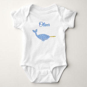 Body Cute Blue Baby Boy Narwhal Nom personnalisé