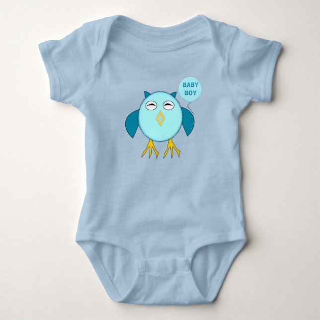 Body Cute Blue Baby Boy Owl Custom Creeper (Devant)