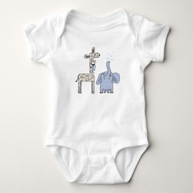 Body Cute Blue Giraffes Baby Bodysuit - Whimsical  (Devant)