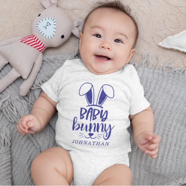 Body Cute Boy Baby Bunny de Pâques personnalisées (Personalized Cute Boy Baby Bunny Easter Baby Bodysuit)