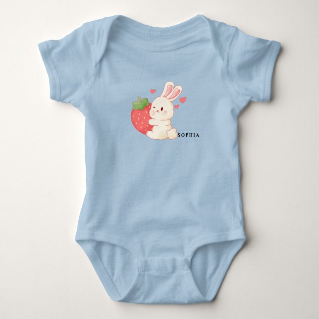 Body CUTE BUNNY Accrocher un maillot de bébé fraise (Devant)