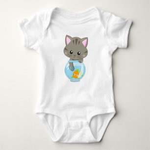 Body Cute Chat, Petit Chat, Kitty, Kitten, Poisson Bowl
