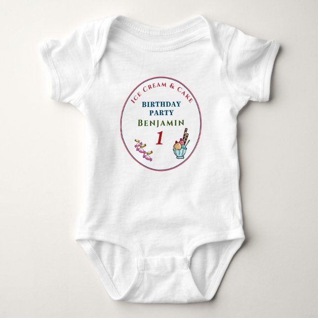 Body Cute Child Baby 1st Birthday Party Personalize (Devant)