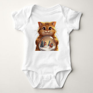 Body Cute Christmas Cat Snow Globe Baby Jersey Bodysuit