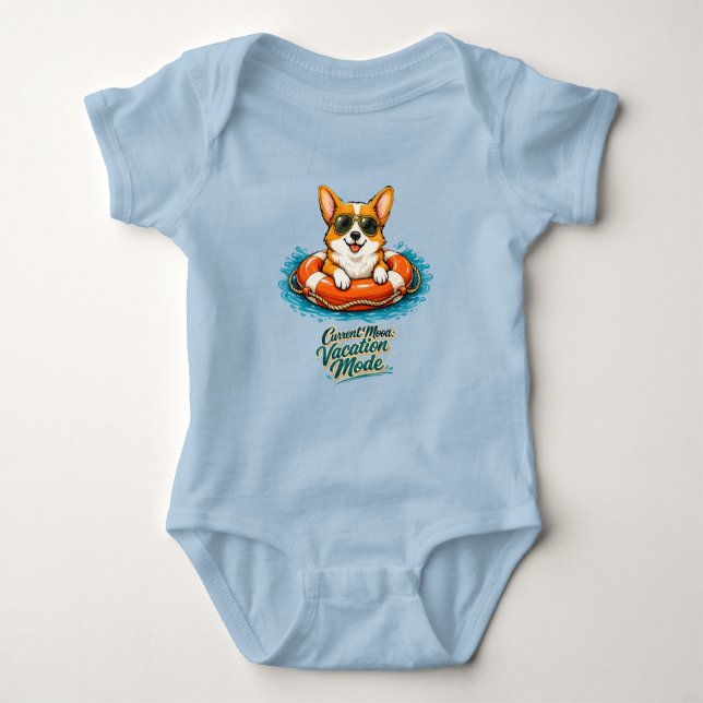 Body Cute Corgi Summer Vacation Mode Baby Bodysuit (Devant)