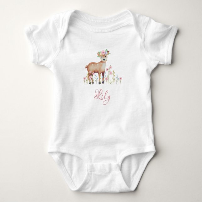 Body Cute Fawn personnalisé Baby Girl Jersey Bodysuit (Devant)