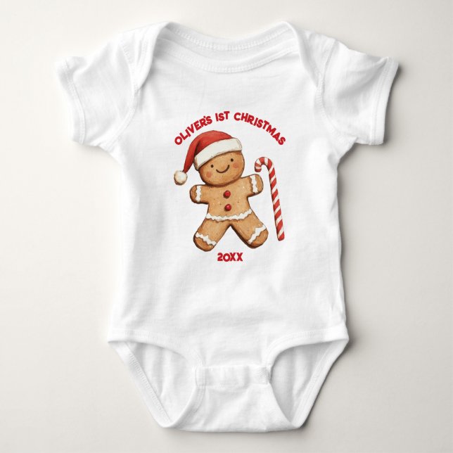 Body Cute Gingerbread Man Baby First 1er Noël (Devant)