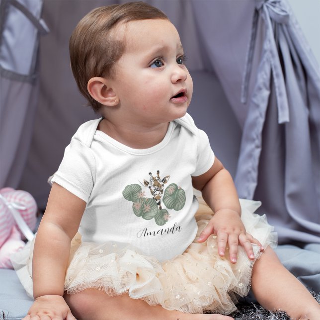 Body Cute Giraffe Safari Animal Botanique Anniversaire (Créateur téléchargé)