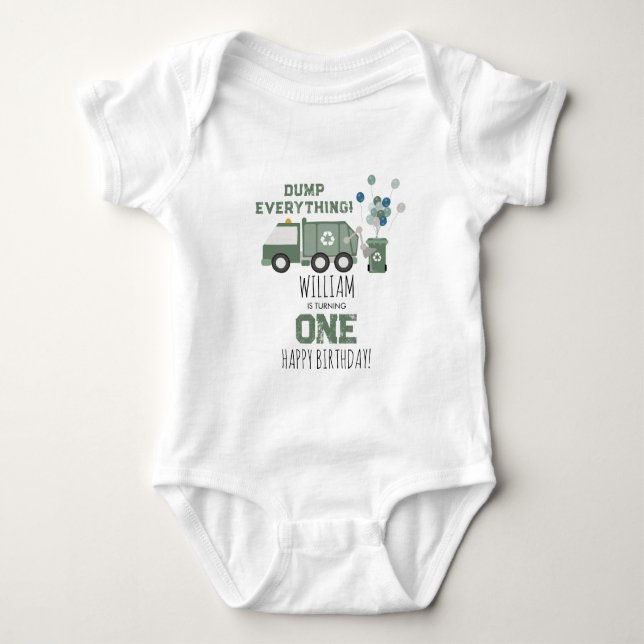 Body Cute Green Recycling Camion Enfants Nom Âge Annive (Devant)
