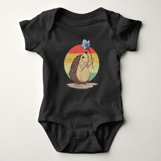 Body Cute Hedgehog Retro Flower Sunset Animal d'automne (Devant)
