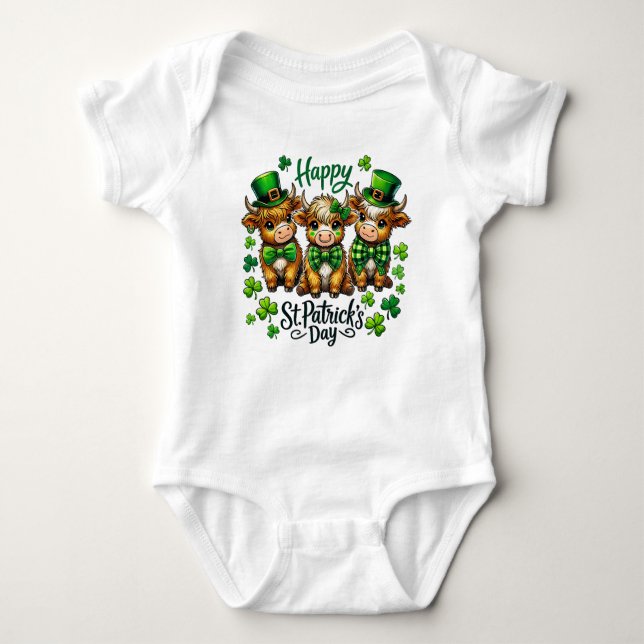 Body Cute Highland Cow St. Patrick's Day Baby Bodysuit (Devant)
