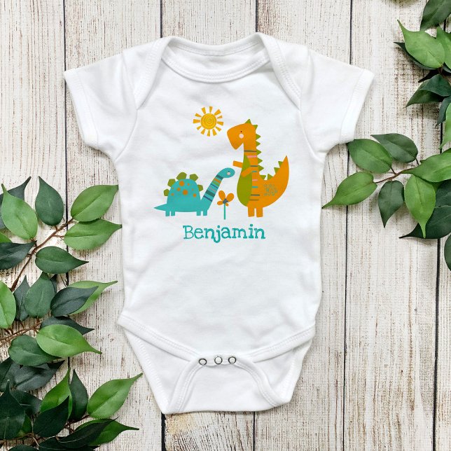Body Cute Kawaii Dinosaures Baby Boy Turquoise Nom (Créateur téléchargé)
