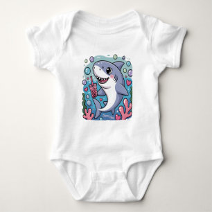 Body Cute Kawaii Requin Boire Boba Tea Ocean Vibes