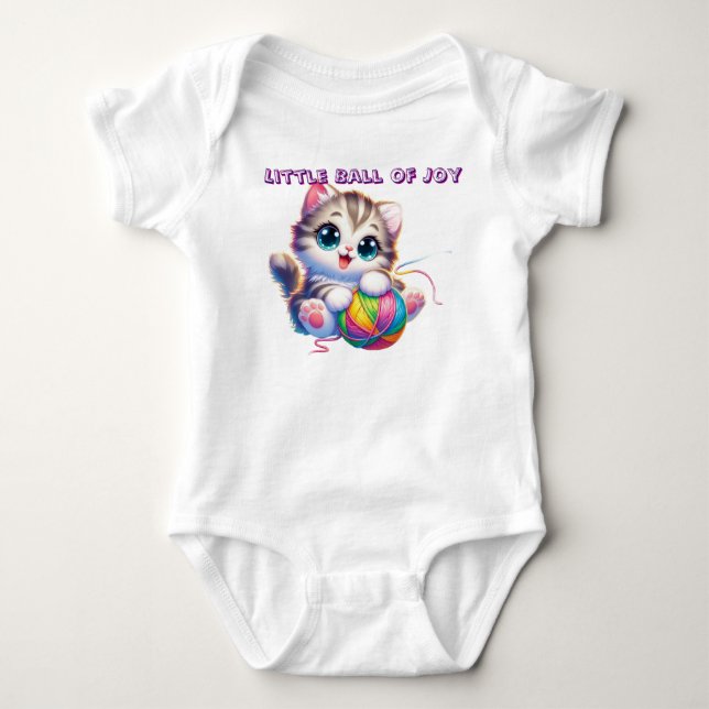 Body Cute Kitten Playing With Yarn Baby Bodysuit (Devant)