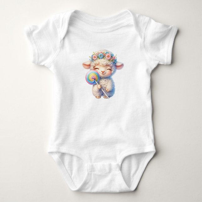 Body Cute Lamb with Lollipop - Whimsical Nursery (Devant)