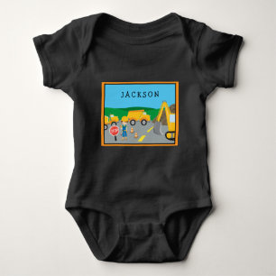 Body Cute Little Boy Construction Véhicule Monogramme