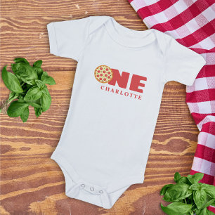 Body Cute Moderne Premier Anniversaire Pizza Party Nom