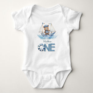 Body Cute Nautical Blue Boat Teddy Bear 1er anniversair