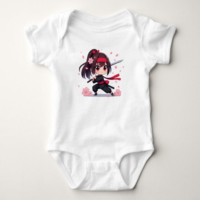 Body Cute ninja guerrière fille en fleur (Devant)