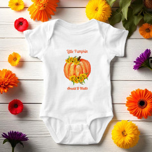 Body Cute Orange Citrouille Floral Blanc